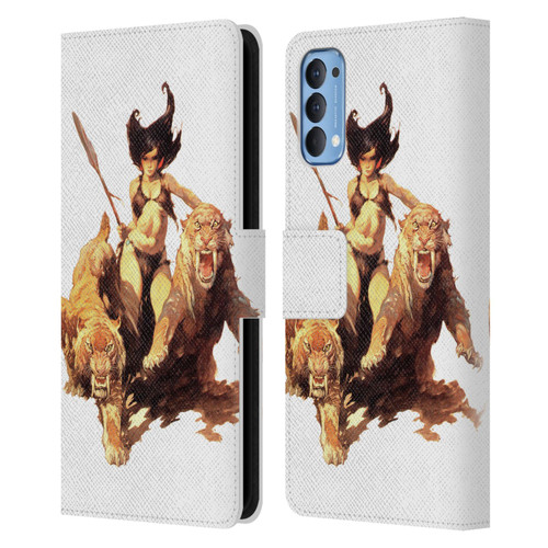 Frank Frazetta Fantasy The Huntress Leather Book Wallet Case Cover For OPPO Reno 4 5G