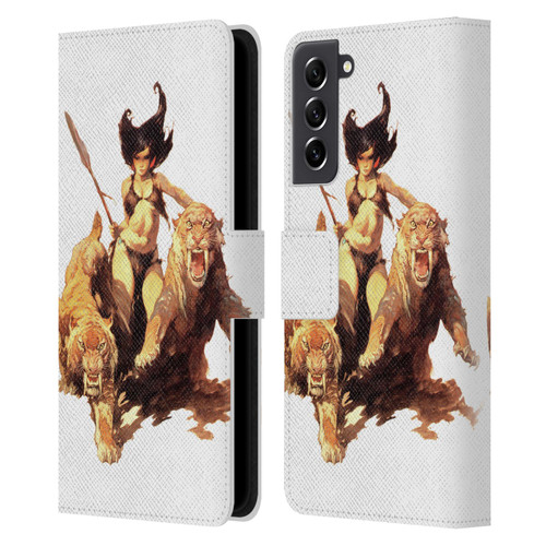 Frank Frazetta Fantasy The Huntress Leather Book Wallet Case Cover For Samsung Galaxy S21 FE 5G