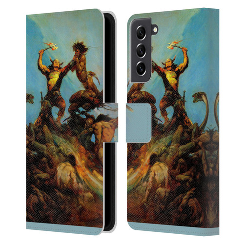 Frank Frazetta Fantasy Indomitable Leather Book Wallet Case Cover For Samsung Galaxy S21 FE 5G