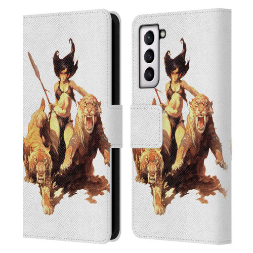 Frank Frazetta Fantasy The Huntress Leather Book Wallet Case Cover For Samsung Galaxy S21 5G