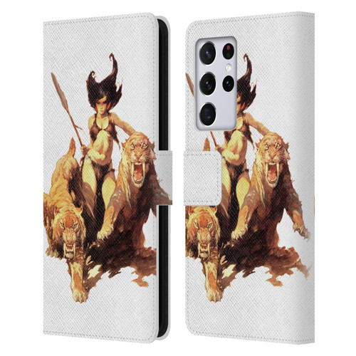 Frank Frazetta Fantasy The Huntress Leather Book Wallet Case Cover For Samsung Galaxy S21 Ultra 5G