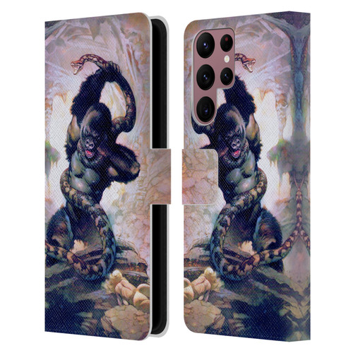 Frank Frazetta Fantasy Gorilla With Snake Leather Book Wallet Case Cover For Samsung Galaxy S22 Ultra 5G