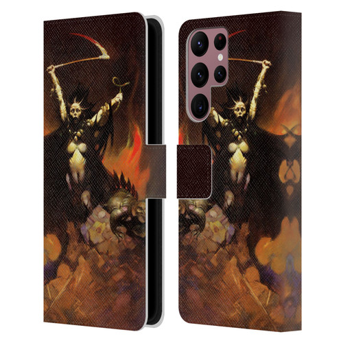 Frank Frazetta Fantasy Woman With A Scythe Leather Book Wallet Case Cover For Samsung Galaxy S22 Ultra 5G