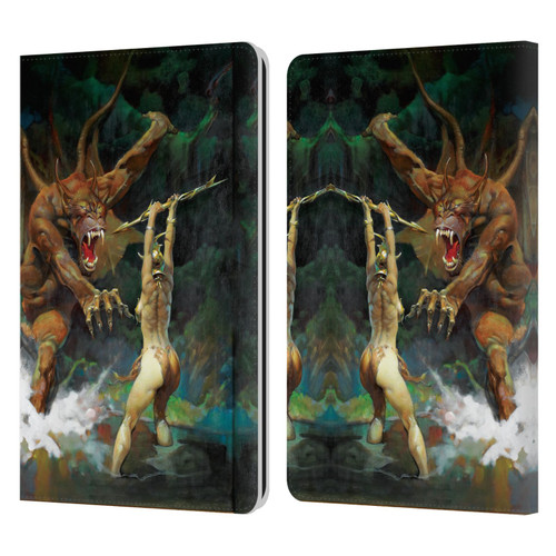 Frank Frazetta Medieval Fantasy Girl and the Beast Leather Book Wallet Case Cover For Amazon Kindle Paperwhite 1 / 2 / 3