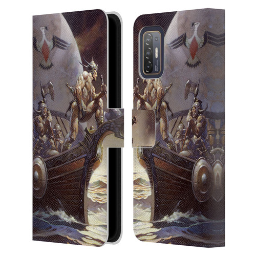 Frank Frazetta Medieval Fantasy Kane on Golden Sea Leather Book Wallet Case Cover For HTC Desire 21 Pro 5G