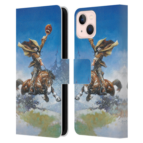 Frank Frazetta Medieval Fantasy Headless Horseman Leather Book Wallet Case Cover For Apple iPhone 13