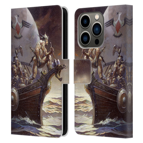 Frank Frazetta Medieval Fantasy Kane on Golden Sea Leather Book Wallet Case Cover For Apple iPhone 14 Pro