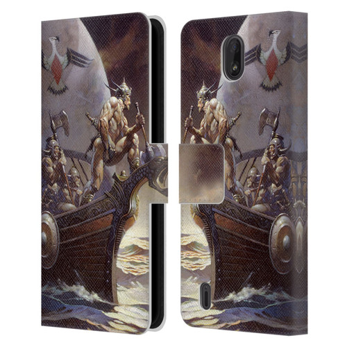 Frank Frazetta Medieval Fantasy Kane on Golden Sea Leather Book Wallet Case Cover For Nokia C01 Plus/C1 2nd Edition