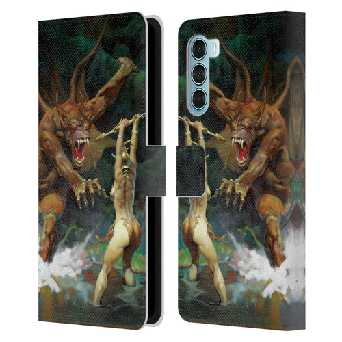 Frank Frazetta Medieval Fantasy Girl and the Beast Leather Book Wallet Case Cover For Motorola Edge S30 / Moto G200 5G