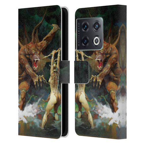 Frank Frazetta Medieval Fantasy Girl and the Beast Leather Book Wallet Case Cover For OnePlus 10 Pro