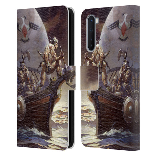Frank Frazetta Medieval Fantasy Kane on Golden Sea Leather Book Wallet Case Cover For OnePlus Nord 5G