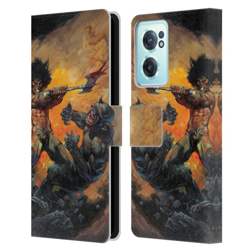 Frank Frazetta Medieval Fantasy Viking Slayer Leather Book Wallet Case Cover For OnePlus Nord CE 2 5G