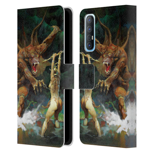 Frank Frazetta Medieval Fantasy Girl and the Beast Leather Book Wallet Case Cover For OPPO Find X2 Neo 5G