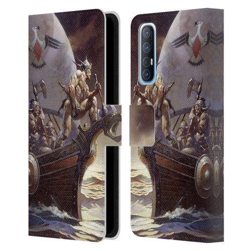 Frank Frazetta Medieval Fantasy Kane on Golden Sea Leather Book Wallet Case Cover For OPPO Find X2 Neo 5G