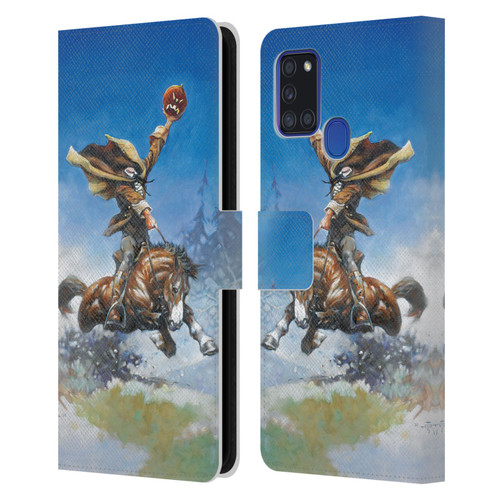 Frank Frazetta Medieval Fantasy Headless Horseman Leather Book Wallet Case Cover For Samsung Galaxy A21s (2020)