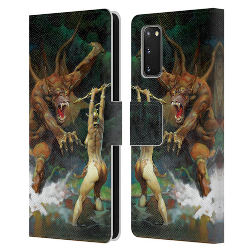 Frank Frazetta Medieval Fantasy Girl and the Beast Leather Book Wallet Case Cover For Samsung Galaxy S20 / S20 5G