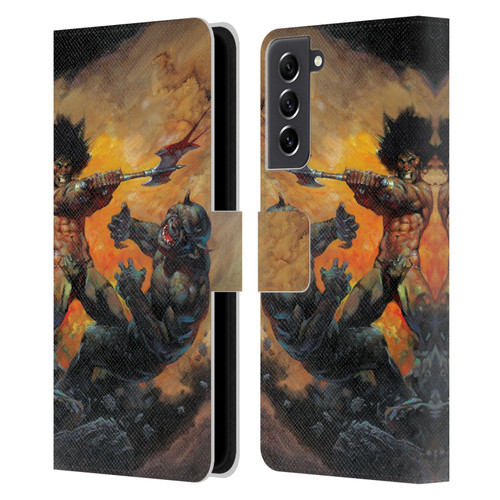 Frank Frazetta Medieval Fantasy Viking Slayer Leather Book Wallet Case Cover For Samsung Galaxy S21 FE 5G