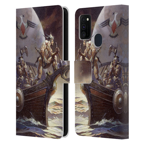 Frank Frazetta Medieval Fantasy Kane on Golden Sea Leather Book Wallet Case Cover For Samsung Galaxy M30s (2019)/M21 (2020)