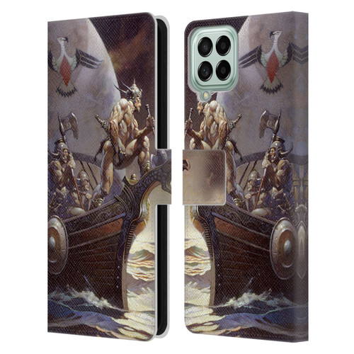 Frank Frazetta Medieval Fantasy Kane on Golden Sea Leather Book Wallet Case Cover For Samsung Galaxy M53 (2022)