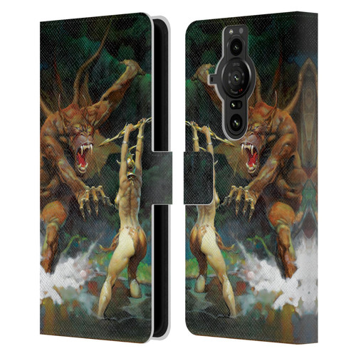 Frank Frazetta Medieval Fantasy Girl and the Beast Leather Book Wallet Case Cover For Sony Xperia Pro-I