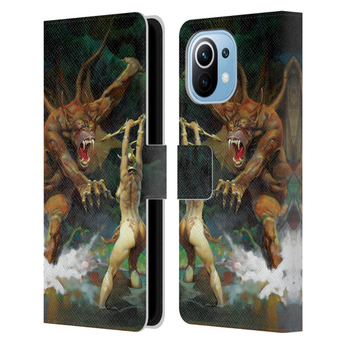 Frank Frazetta Medieval Fantasy Girl and the Beast Leather Book Wallet Case Cover For Xiaomi Mi 11