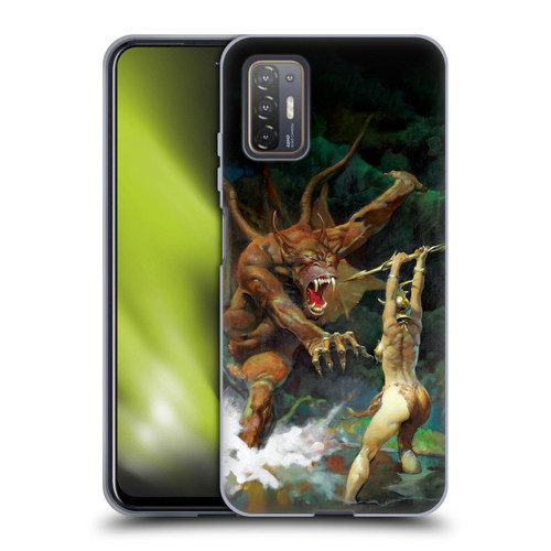 Frank Frazetta Medieval Fantasy Girl and the Beast Soft Gel Case for HTC Desire 21 Pro 5G