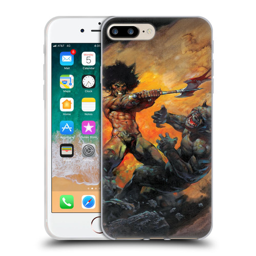 Frank Frazetta Medieval Fantasy Viking Slayer Soft Gel Case for Apple iPhone 7 Plus / iPhone 8 Plus