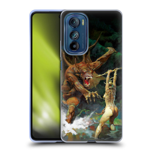 Frank Frazetta Medieval Fantasy Girl and the Beast Soft Gel Case for Motorola Edge 30