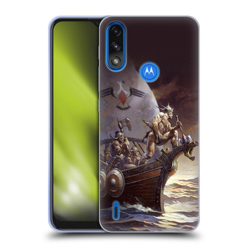 Frank Frazetta Medieval Fantasy Kane on Golden Sea Soft Gel Case for Motorola Moto E7 Power / Moto E7i Power