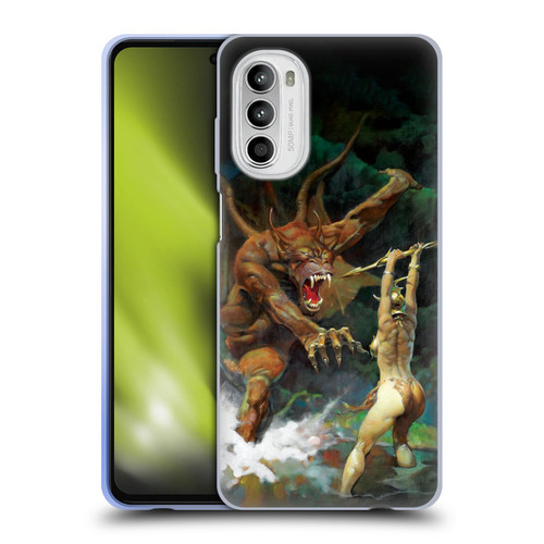 Frank Frazetta Medieval Fantasy Girl and the Beast Soft Gel Case for Motorola Moto G52