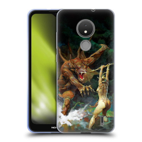 Frank Frazetta Medieval Fantasy Girl and the Beast Soft Gel Case for Nokia C21