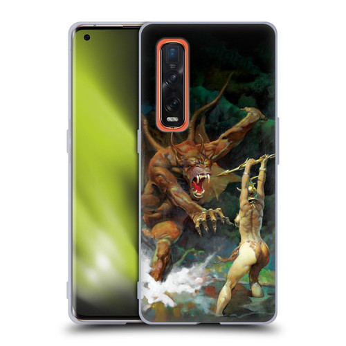 Frank Frazetta Medieval Fantasy Girl and the Beast Soft Gel Case for OPPO Find X2 Pro 5G