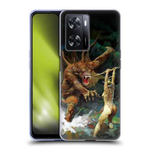Frank Frazetta Medieval Fantasy Girl and the Beast Soft Gel Case for OPPO A57s