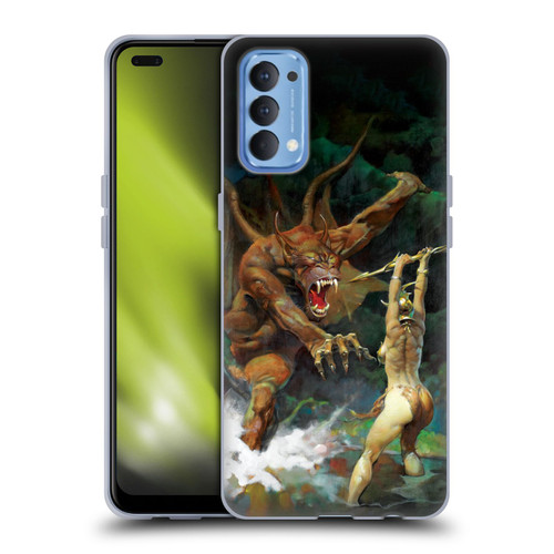 Frank Frazetta Medieval Fantasy Girl and the Beast Soft Gel Case for OPPO Reno 4 5G