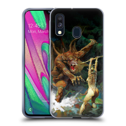 Frank Frazetta Medieval Fantasy Girl and the Beast Soft Gel Case for Samsung Galaxy A40 (2019)