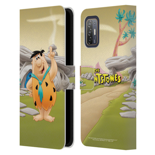 The Flintstones Characters Fred Flintstones Leather Book Wallet Case Cover For HTC Desire 21 Pro 5G