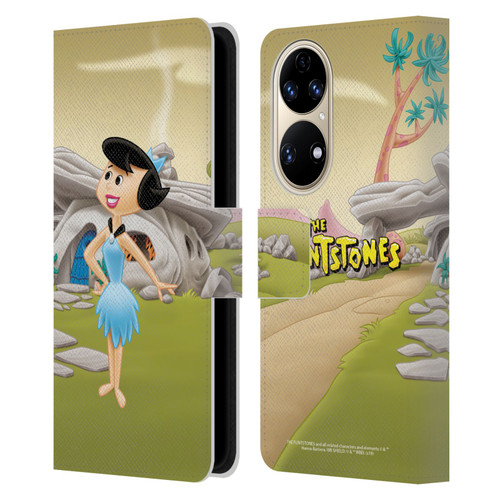 The Flintstones Characters Betty Rubble Leather Book Wallet Case Cover For Huawei P50