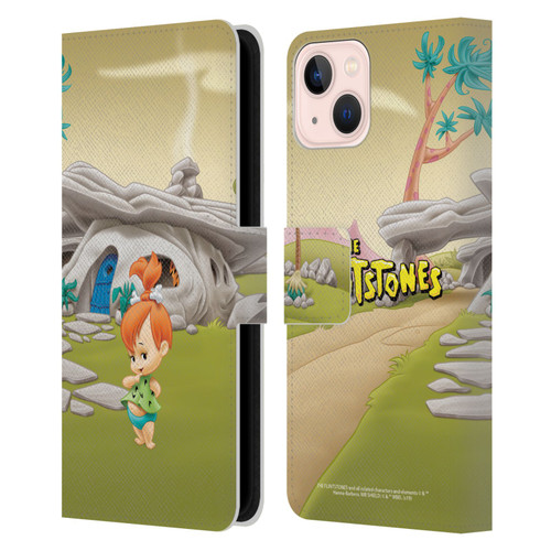 The Flintstones Characters Pebbles Flintstones Leather Book Wallet Case Cover For Apple iPhone 13