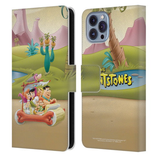 The Flintstones Characters Stone Car Leather Book Wallet Case Cover For Apple iPhone 14