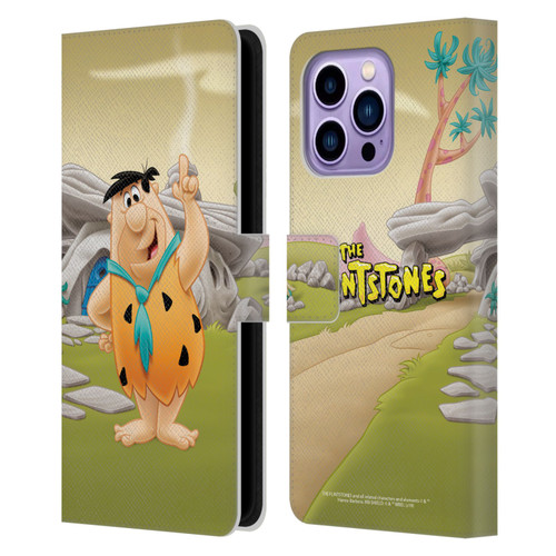 The Flintstones Characters Fred Flintstones Leather Book Wallet Case Cover For Apple iPhone 14 Pro Max