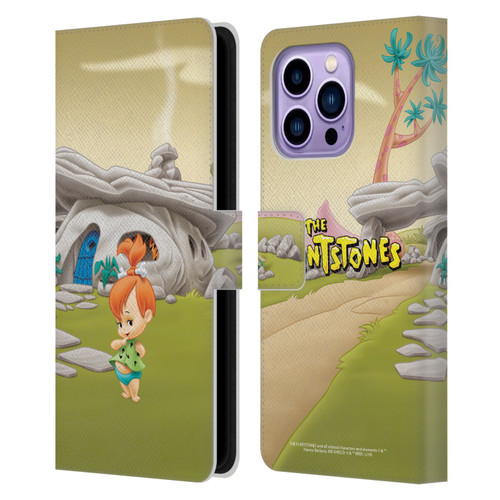 The Flintstones Characters Pebbles Flintstones Leather Book Wallet Case Cover For Apple iPhone 14 Pro Max