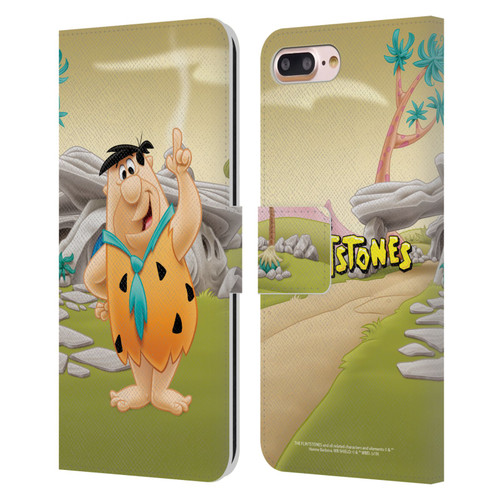 The Flintstones Characters Fred Flintstones Leather Book Wallet Case Cover For Apple iPhone 7 Plus / iPhone 8 Plus