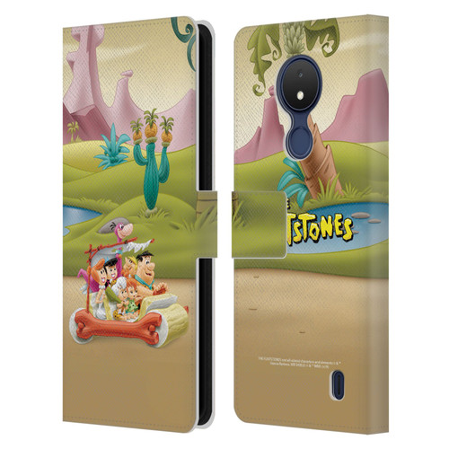 The Flintstones Characters Stone Car Leather Book Wallet Case Cover For Nokia C21