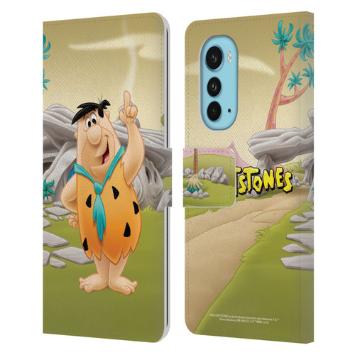 The Flintstones Characters Fred Flintstones Leather Book Wallet Case Cover For Motorola Edge (2022)