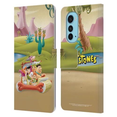 The Flintstones Characters Stone Car Leather Book Wallet Case Cover For Motorola Edge (2022)