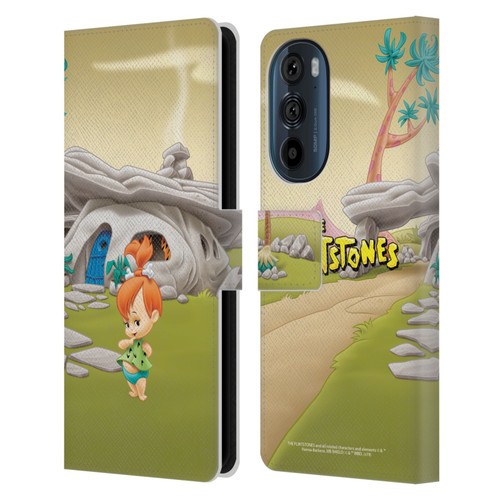 The Flintstones Characters Pebbles Flintstones Leather Book Wallet Case Cover For Motorola Edge 30