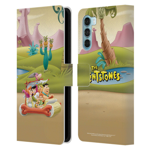 The Flintstones Characters Stone Car Leather Book Wallet Case Cover For Motorola Edge S30 / Moto G200 5G