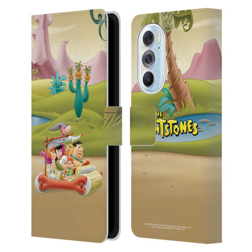 The Flintstones Characters Stone Car Leather Book Wallet Case Cover For Motorola Edge X30