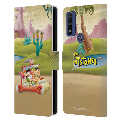 The Flintstones Characters Stone Car Leather Book Wallet Case Cover For Motorola G Pure