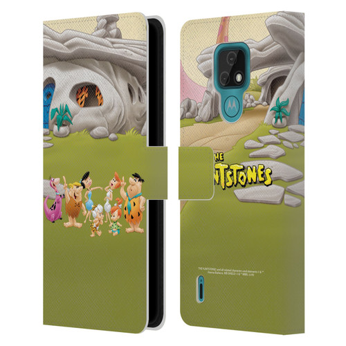 The Flintstones Characters Stone House Leather Book Wallet Case Cover For Motorola Moto E7